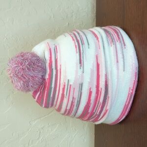 The North Face Girls Pink Multi Pom Pom Cabin Ski Tuke/Beanie Size Youth Medium